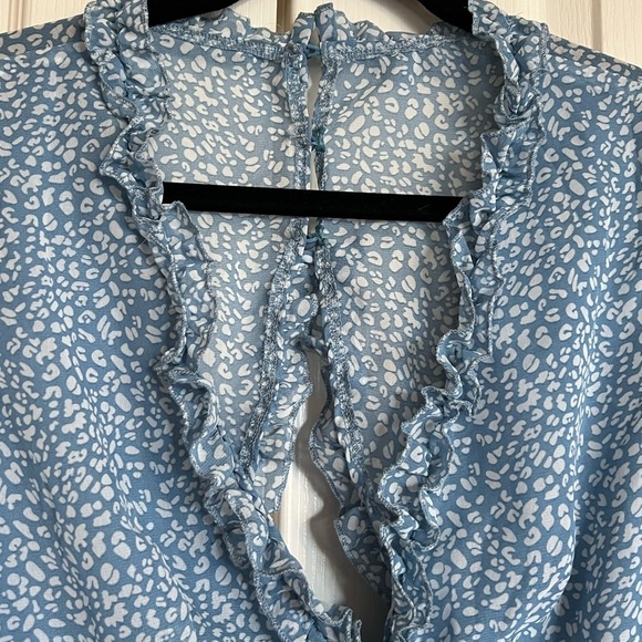 TikTok famous Ruffled layer long sleeve open back swing‎ mini dress Small - Picture 9 of 15